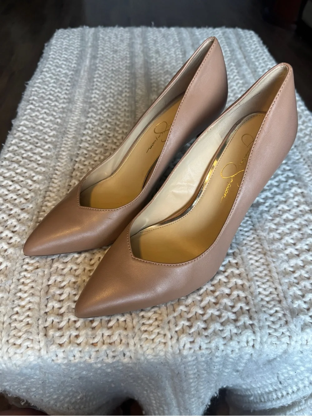 Jessica Simpson Nude Blush Pointed-Toe Stiletto Pumps
